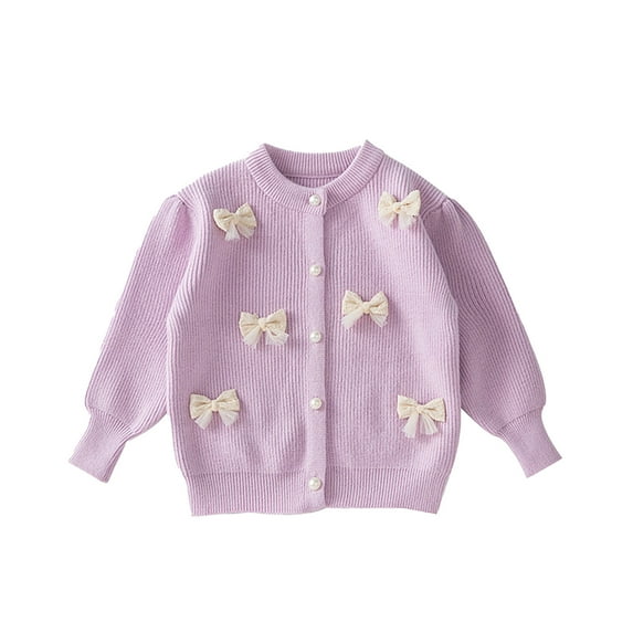 YuYuBao Toddler Girls Cardigan Sweater Coats Autumn Winter Knitted Bow Baby Girls Korean Sweater Coats
