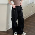 thumbnail image 1 of YuYuBao Toddler Girls Cargo Pants Sports Casual Loose Soft Streetwear Kids Girls Leg Wide Leg Baggy Pants, 1 of 6