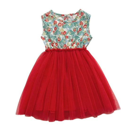 YuYuBao Toddler Girls Dress Sleeveless multicolor Flowers Print Mesh Tulle Princess Dresses Casual Tunic Playwear Children Girls Basic Shirt Party Dresses , 2-3 Years