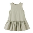 thumbnail image 1 of YuYuBao Toddler Girls Dress Summer Solid Color Sleeveless Ruched Princess Dresses Casual Kids Girls Holiday Basic Shirt Dress Clothes , 5-6 Years, 1 of 2