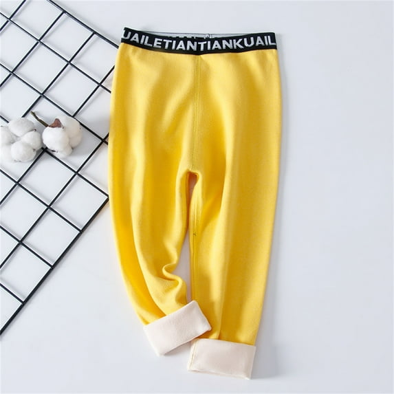 YuYuBao Toddler Girls Leggings Autumn Winter Thick Warm Solid Color Lined Sweatpants Jogger Pants