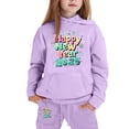 thumbnail image 1 of YuYuBao Toddler Girls Outfits Sets 2025 New Year Long Sleeve Letter Print Hoodies + Sweatpants Sets, 1 of 3