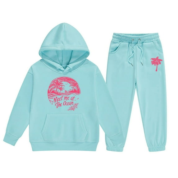 YuYuBao Toddler Girls Outfits Sets Child Graphic Long Sleeve Warm Hoodies Tops + Pants Kids Boys Outfits Sweat Suits