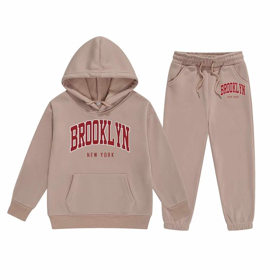 YuYuBao Toddler Girls Outfits Sets Child Toddler Boys Girls Long Sleeve Solid Warm Hoodie Pullover Tops Pants Kids Outfits Sweat Suits