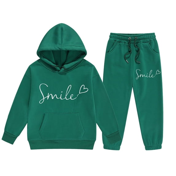 YuYuBao Toddler Girls Outfits Sets Children Long Sleeve Letter Print Hoodie And Long Pants Sets Two Piece Outfits