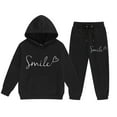 thumbnail image 1 of YuYuBao Toddler Girls Outfits Sets Children Long Sleeve Letter Print Hoodie And Long Pants Sets Two Piece Outfits, 1 of 6