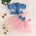 thumbnail image 1 of YuYuBao Toddler Girls Outfits Sets Spring Summer Mesh Tulle Dress With Crop Tops Cute Bowknot Baby Girls Sets, 1 of 8
