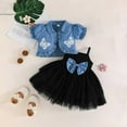 thumbnail image 1 of YuYuBao Toddler Girls Outfits Sets Spring Summer Mesh Tulle Dress With Crop Tops Cute Bowknot Baby Girls Sets, 1 of 3