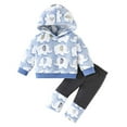 thumbnail image 1 of YuYuBao Toddler Girls Outfits Sets Spring Warm Elephant Print Hooded Sweatshirts And Pants Outfits Playwear Children Girls Athletic Tracksuits, 9-12 Months, 1 of 8