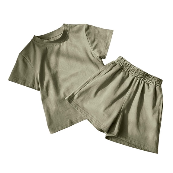 YuYuBao Toddler Girls Outfits Sets Summer Athletic Short Sleeve Solid Tshirts Tops And Shorts Comfy Clothes Kids Girls Two Piece Sportswear suits, 18-24 Months