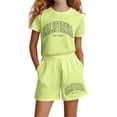 thumbnail image 1 of YuYuBao Toddler Girls Outfits Sets Summer California Print Short Sleeve Tee Shirts Tops And Shorts Pockets 2 Piece Kids Girls Clothing Sets, 13-14 Years, 1 of 4
