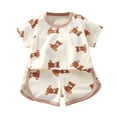 thumbnail image 1 of YuYuBao Toddler Girls Outfits Sets Summer Dinosaur Print Tshirts Tops And Elastic Waist Shorts Sets 2 Piece Playwear Kids Girls Clothes, 3-6 Months, 1 of 3
