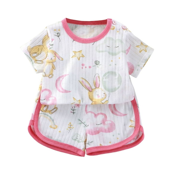 YuYuBao Toddler Girls Outfits Sets Summer Dinosaur Print Tshirts Tops And Elastic Waist Shorts Sets 2 Piece Playwear Kids Girls Clothes, 5-6 Years