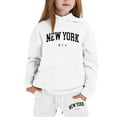 thumbnail image 1 of YuYuBao Toddler Girls Outfits Sets Tracksuits autumn New York letters Print Hooded Sweatshirts 2 Pieces children girls Athletic Workout sportswear, 2-3 Years, 1 of 4