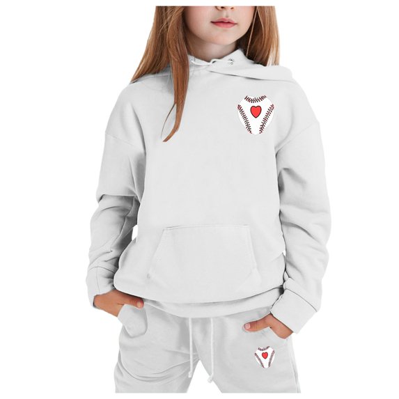 YuYuBao Toddler Girls Outfits Sets Valentine's Day Long Sleeve Hoodies And Sweatpants Childrens Kids Boys Two Piece Sets