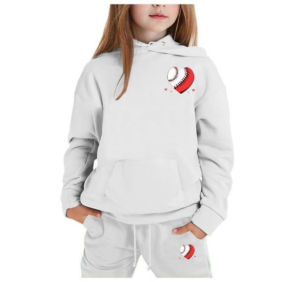 YuYuBao Toddler Girls Outfits Sets Valentine's Day Love Print Long Sleeve Hoodies And Sweatpants Kids Boys Two Piece Sets