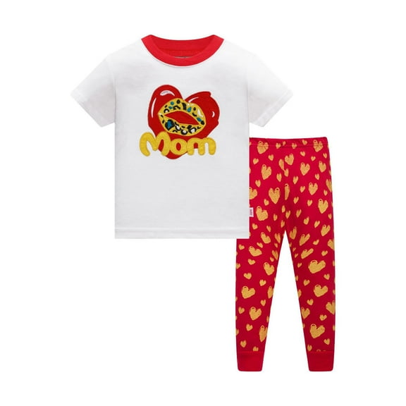 YuYuBao Toddler Girls Pajama Sets Cartoon Print short Sleeve Tshirts with pants Loungewear Soft Kids Girls Sleepwear Pjs Lounge Sets home Clothes, 3-4 Years