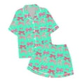 thumbnail image 1 of YuYuBao Toddler Girls Pajamas Casual Bow Tie Pink Bowknot Print Silk Satin Button Down Tops With Shorts 2 Piece Pjs Lounge Sets, 10-11 Years, 1 of 4