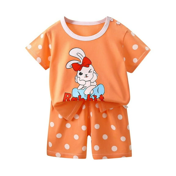 YuYuBao Toddler Girls Pajamas Sets Short Sleeve Cartoon Print Tops Shorts Home Clothes Pajamas Two Piece Suits Childrens Girls Sleepwear, 4-5 Years