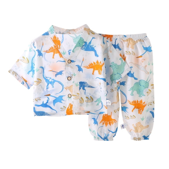 YuYuBao Toddler Girls Pajamas Sets Summer Loose Button Down Sleepwear Long Sleeve Shirts Tops Pants 2Pcs Pajamas Kids Girls Loungewear Sets, 7-8 Years