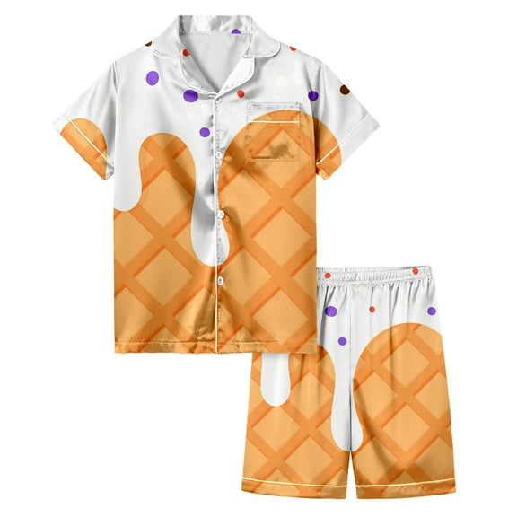 YuYuBao Toddler Girls Pajamas Sets Summer Silk Satin Button Down Collar Tops With Elastic Waist Shorts 2Pcs Kids Girls Loungewear Homewears, 2-3 Years