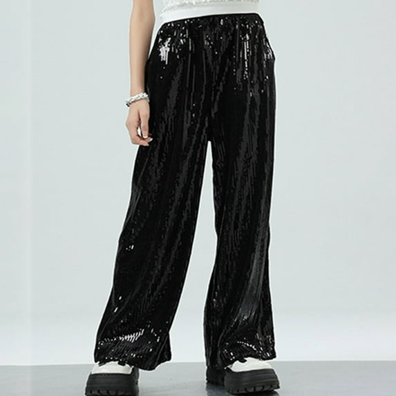 YuYuBao Toddler Girls Pants Children Glitter Sequin Dance Boys Girls Shiny Trousers Dancewear Party Dance Wear