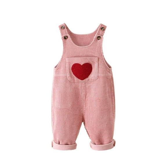 YuYuBao Toddler Girls Pants Valentine'S Day Romper Button Jumpsuits Kids Loose Linen Overalls Pants