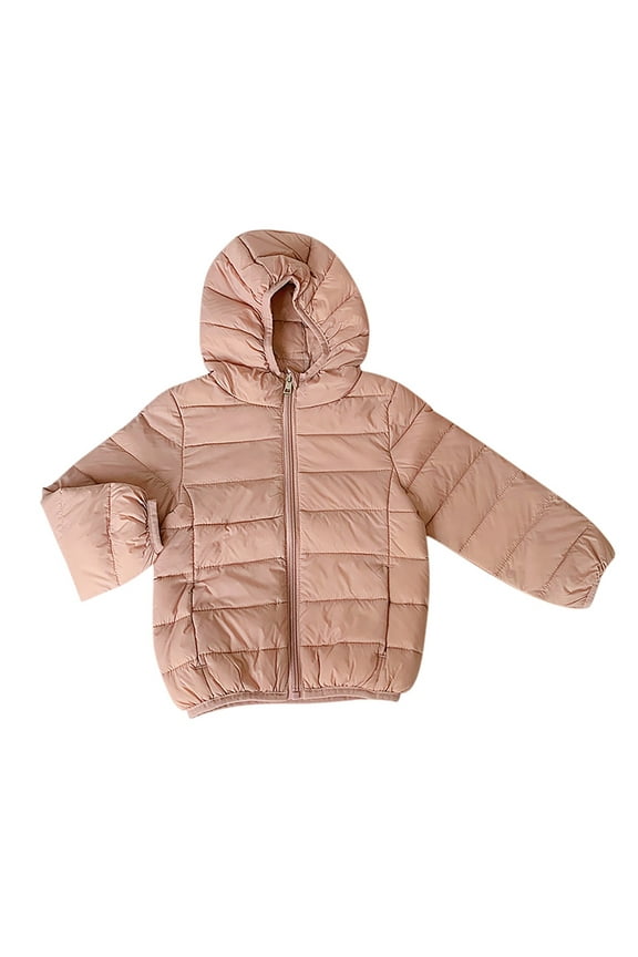 Toddler Girls Parka Down Coats Lightweight Jackets Hooded Zipper Winter Windproof Padded Overcoat Outwear