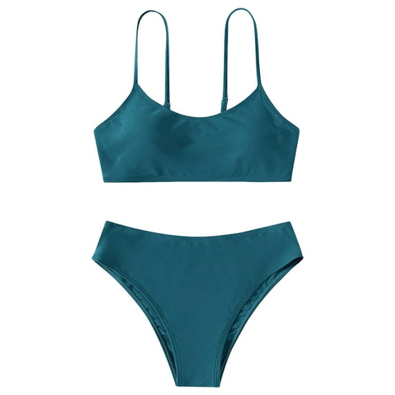 YuYuBao Toddler Girls Swimsuits 2 Piece Sport Solid Color Bikinis Top With Bottoms Swimwear Bathing Suits