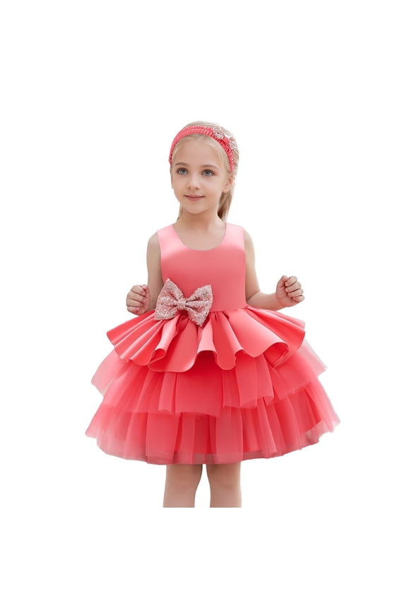 Toddler Girls Tulle Dress Summer Lace Bowknot Cake Dress Children First Birthday Children Girls Princess Pageant Prom Gown Dresses , 12-18 Months