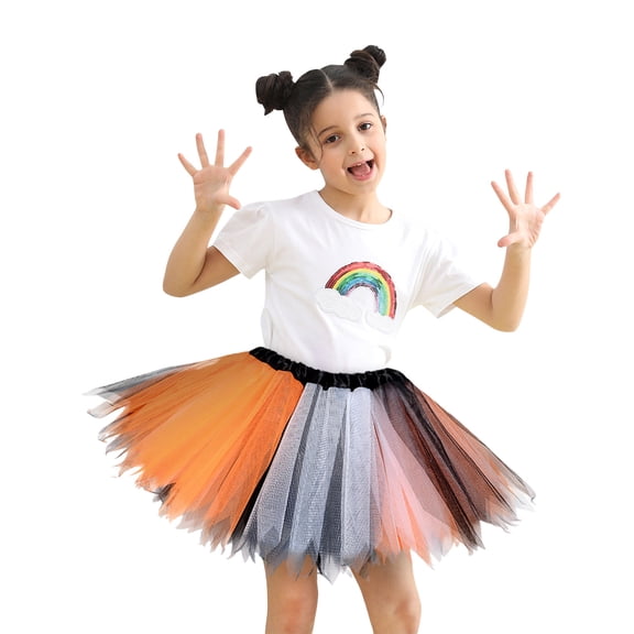 YuYuBao Toddler Girls Tulle Tutu Skirts Rainbow Birthday Party Tutu Skirts Performance Cute Patchwork Color Skirts
