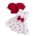 thumbnail image 1 of YuYuBao Toddlers Girls Outfits Sets polka dots Print cute bowknot tank dress with puff sleeve Cardigan Tops Summer Kids Girls boho clothing sets, 6-9 Months, 1 of 9