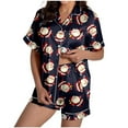 thumbnail image 1 of YuYuBao Women Pajamas Sets Christmas Santa Claus Print Silk Satin Buttons Pajamas Sets Pjs Loungewear Nightwear, 1 of 6