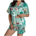 thumbnail image 1 of YuYuBao Women Pajamas Sets Christmas Santa Claus Print Silk Satin Buttons Pajamas Sets Pjs Loungewear Nightwear, 1 of 6