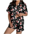 thumbnail image 1 of YuYuBao Women Pajamas Sets Christmas Snowflake Print Silk Satin Short Sleeve Shirt With Shorts Pjs Sleepwear Sets, 1 of 6