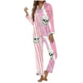 thumbnail image 1 of YuYuBao Women Pajamas Sets Skeleton Print Button Down Tops And Long Pants Sets Two Piece Homewear, 1 of 5