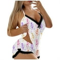 thumbnail image 1 of YuYuBao Womens Pajamas Sets Skeleton Print Camis + Shorts 2 Piece Sets Sleepwear Lace Backless Trim Loungewear, 1 of 5