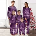 thumbnail image 1 of Yuaguia Family Matching Christmas Pajamas, Merry Christmas Letter Purple Sparkle Print Long Sleeve Top and Matching Lounge Pants Sleepwear Set, Baby 3 Months, 1 of 5