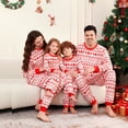 thumbnail image 1 of Yuaguia Family Matching Christmas Pajamas, Nordic Reindeer Snowflake Fair Isle Print Long Sleeve Top and Red White Holiday Pattern Lounge Pants Sleepwear Set, Kids 5 Years, 1 of 9