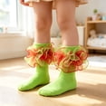 thumbnail image 1 of Yuaguia Girls Lace Trim Breathable Princess Dance Socks, Cute Ruffle Short Socks for Kids Daily Wear, Party Events, and Spring Dance Performance Accessories, Green 8-10 Years, 1 of 4