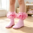 thumbnail image 1 of Yuaguia Girls Lace Trim Breathable Princess Dance Socks, Cute Ruffle Short Socks for Kids Daily Wear, Party Events, and Spring Dance Performance Accessories, Pink 4-6 Years, 1 of 4