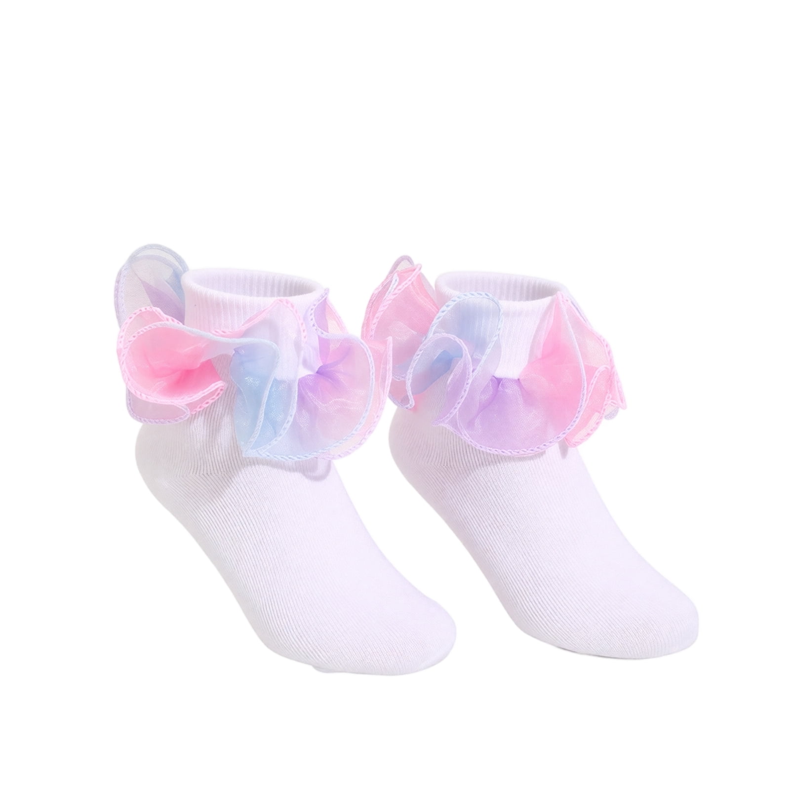 Yuaguia Girls Rainbow Lace Princess Dance Socks, Breathable Lightweight ...