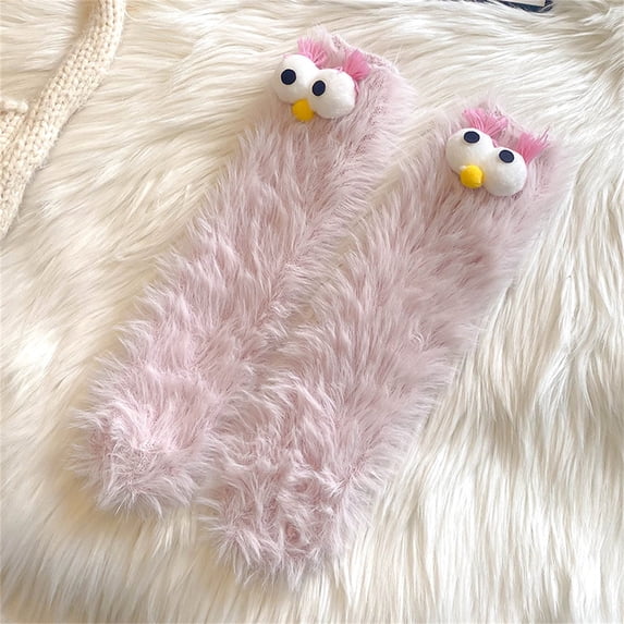 Yuaguia Halloween Women Mid-Calf Floor Socks, Thick Warm Fluffy Hosiery for Indoor Wear, Novelty Cartoon Coral Fuzzy Socks for Daily Relaxation and Home Comfort, 11.8 x 2.4"