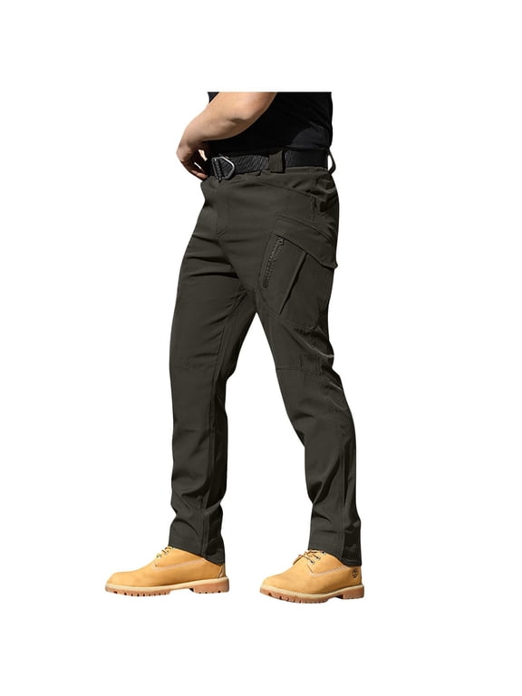 Mens Tactical Pants, Elastic Fabric IX9 Special Service Cargo Trousers, Multi-Pocket Hiking Work Pants For Winter Outdoor Activities And Casual Wear, Gray XL