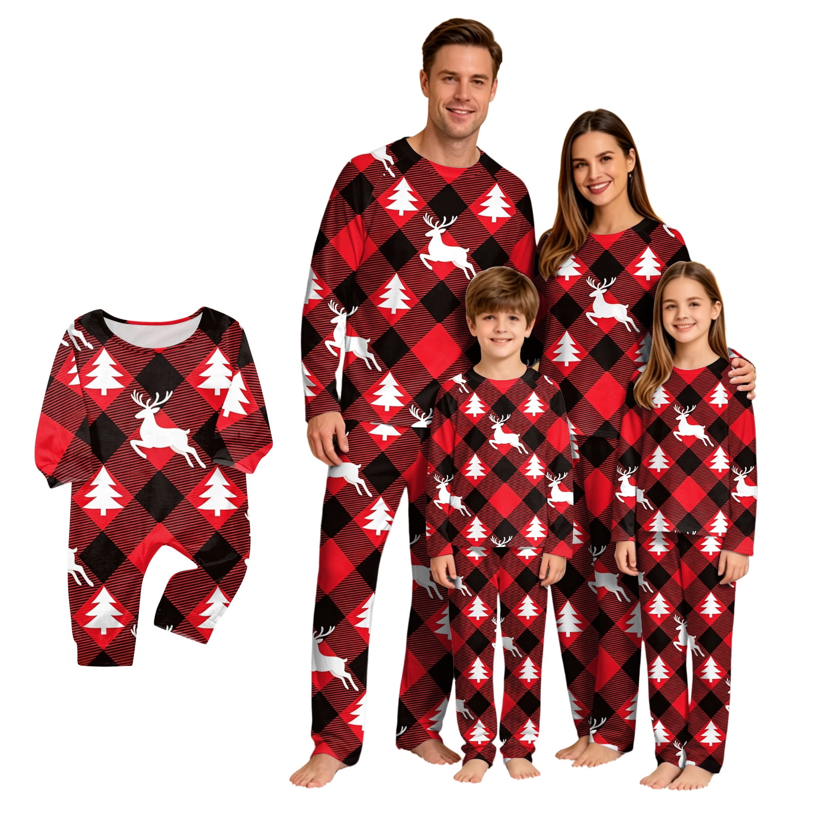 Yuaguia Red Matching Family Christmas Pajamas Set, Plaid Holiday ...