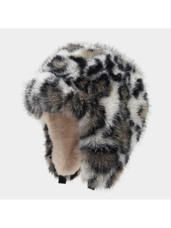 Winter Trapper Hat, Retro Leopard Print Thick Warm Earflap Hat, Windproof Ski Beanie for Cold Weather Outdoor Sports