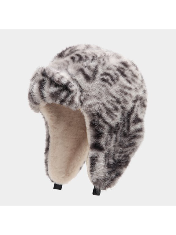 Winter Trapper Hat, Retro Leopard Print Thick Warm Earflap Hat, Windproof Ski Beanie for Cold Weather Outdoor Sports