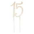 thumbnail image 1 of Yuan 15 Cake Topper for 15th Birthday Party or Anniversary Crystal Rhinestones Decorative Cake Topper for Party Supplies (Gold), 1 of 7