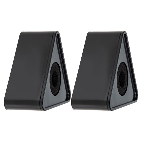 Yuan 2Pcs ABS Triangle Mic Station Logos Interview TV Station Mic Station Logos Black