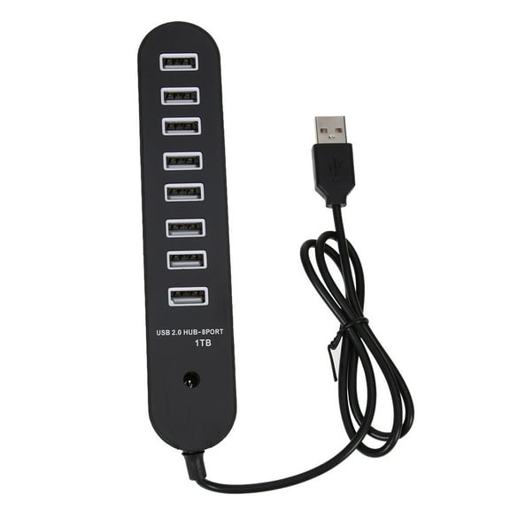 Yuan DM-HB70 USB 2.0 Hub 8-Port High for Laptop Computer Phone Tablet (Black)